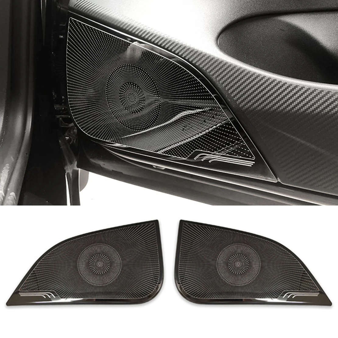 

Автомобиль 2 шт. Нержавеющая сталь передней двери стерео Динамик Накладка аксессуары подходят для Tesla модель 3 2017 2018 2019 2020