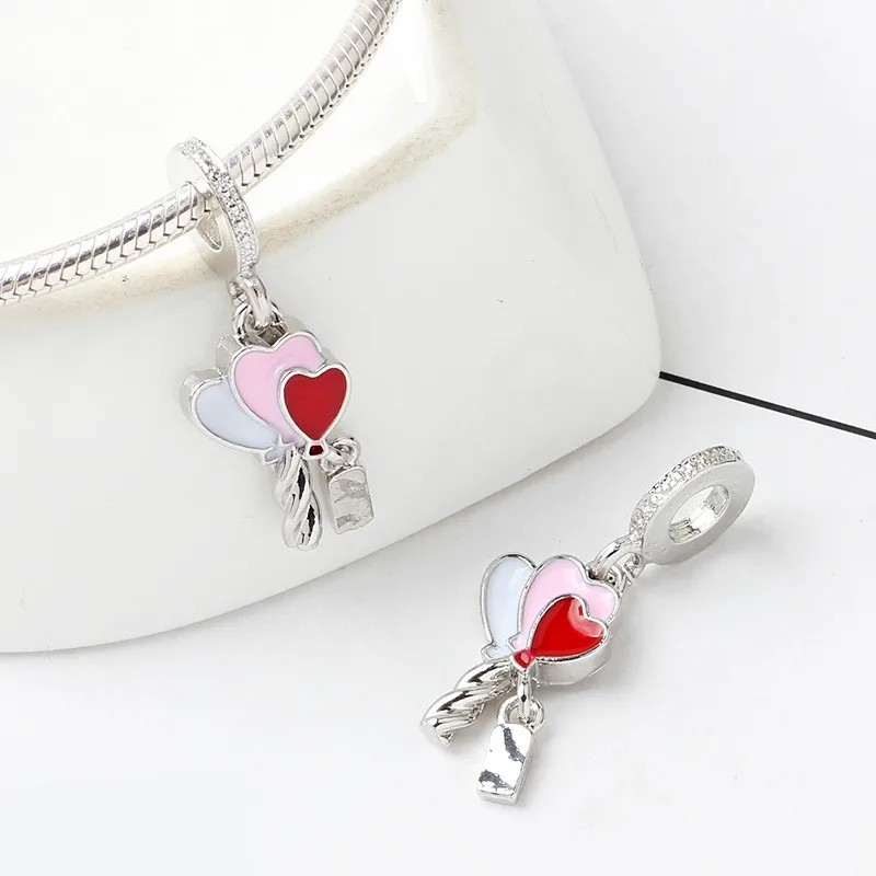 New Cute Balloon Postcard Hearts Customized Charms Suitable for Original Pandora Charm Bracelet Necklace Lady DIY Jewelry Gifts images - 6