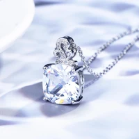 hoyon new square diamond style necklace pendant pt950 collarbone chain zircon pendant asche diamond light luxury niche style