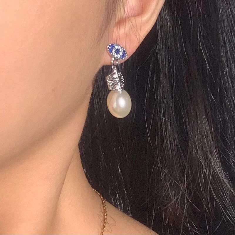 

S925 sterling silver summer new devil's eye earrings female personality luxury fashion retro design classic style holiday gift