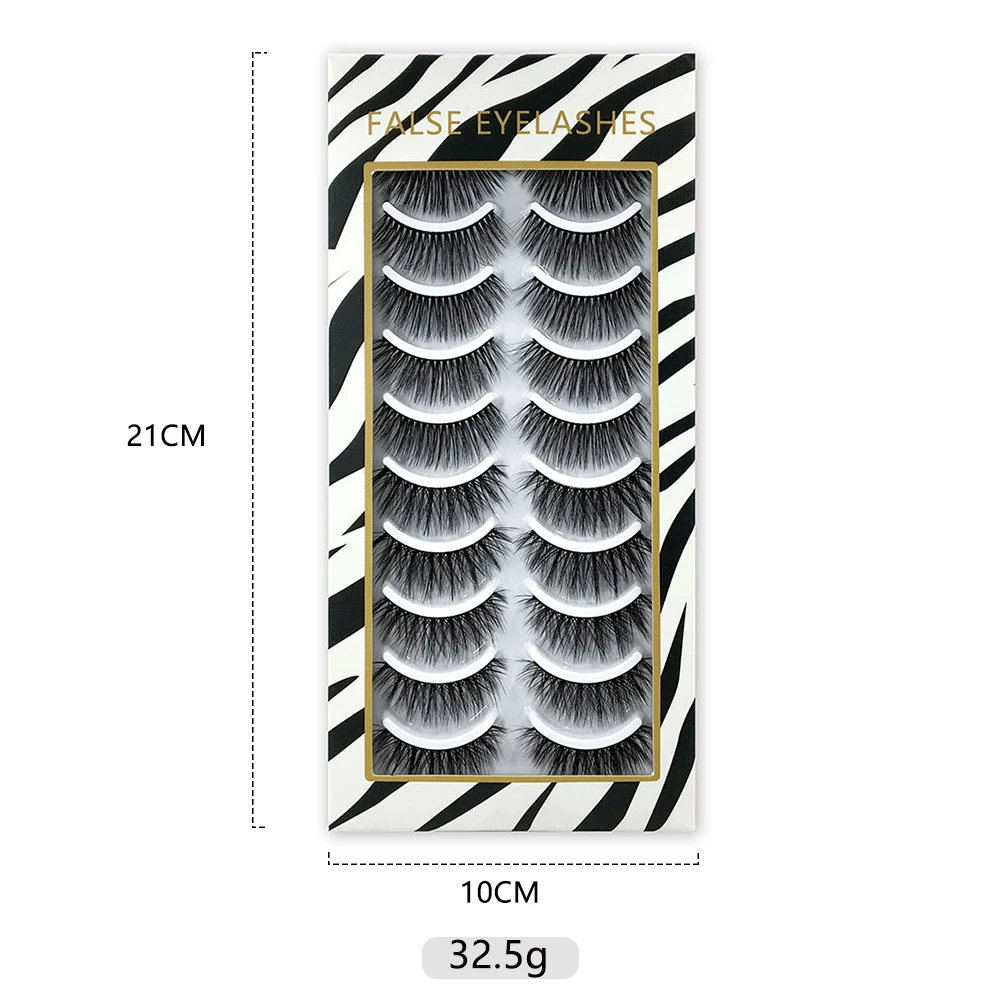 LADYLUNA 1/10Pair Handmade Mixed Wispy Fluffy Natural Thick Long 5D Mink Real Hair False Eyelashes Extension Beauty Makeup Kit