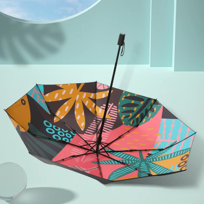 

Cartoon Sun Umbrella Black Coating Sunscreen Anti Ultraviolet Umbrella Women 3folding Sombrillas Para El Sol