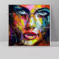 the hot color hand painted knife david palette flamenco face oil paintings on canvas handmade abstract portrait oil painting