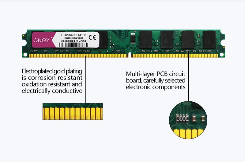 ONGY DDR2 2 ГБ 800 МГц Память ram Настольный ПК DIMM PC2-6400 памяти Высокая совместимость для Intel и AMD