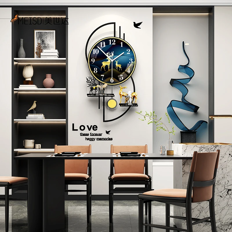 Большие настенные часы MEISD с полкой для товаров дизайнерские декоративные