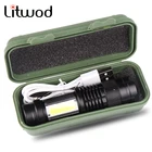 Litwod встроенный аккумулятор светодиодный фонарик XP-G Q5 Usb Перезаряжаемый COB масштабируемый алюминиевый фонарь высокого качества для кемпинга 8w