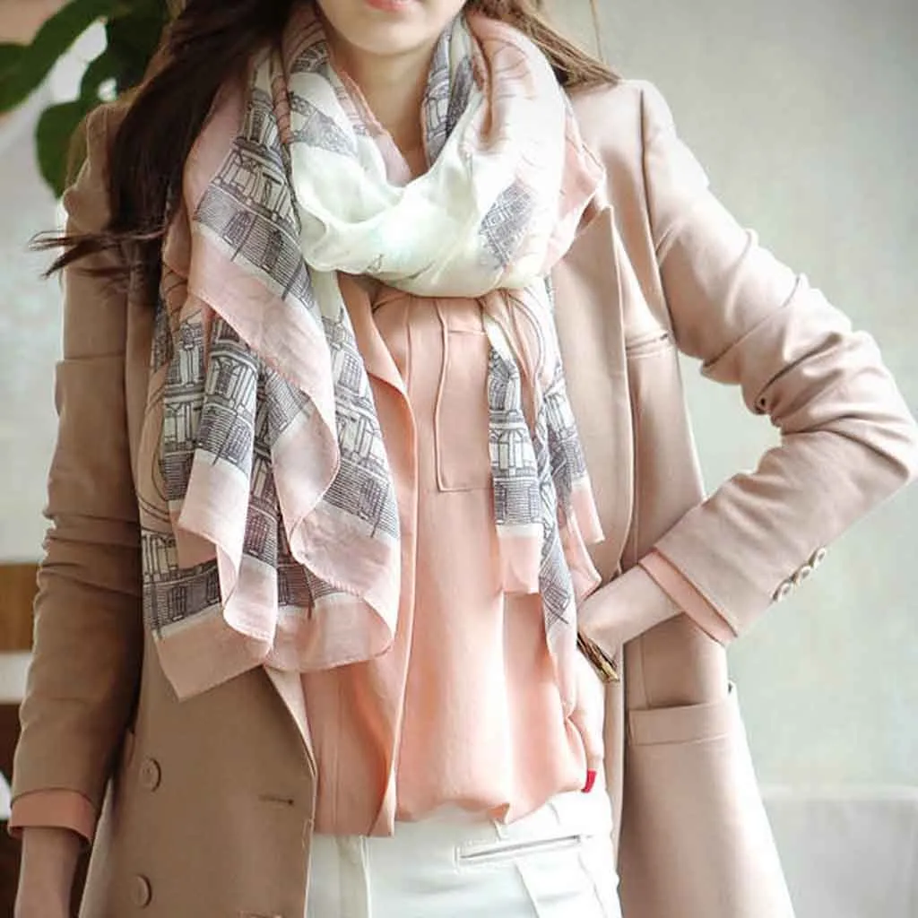 SAGACE шарф женский зимний теплый повседневный элегантный длинный хлопковый Принт