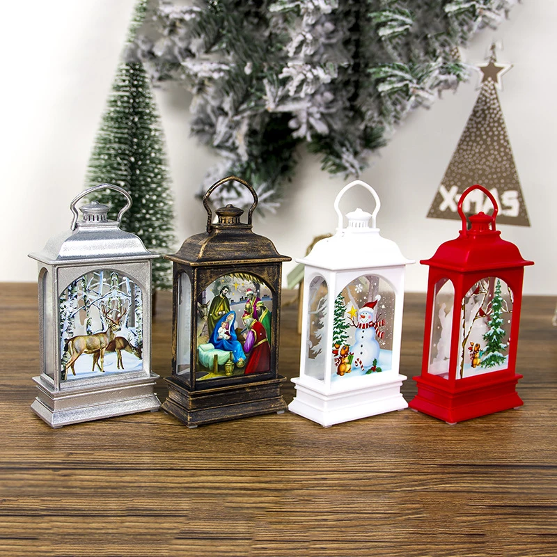 

1Pc ChristmasPortable Lamp Lantern Hand-held Christmas Tree Hanging Lamp Santa Claus Deer Snowman Light Decor Navidad