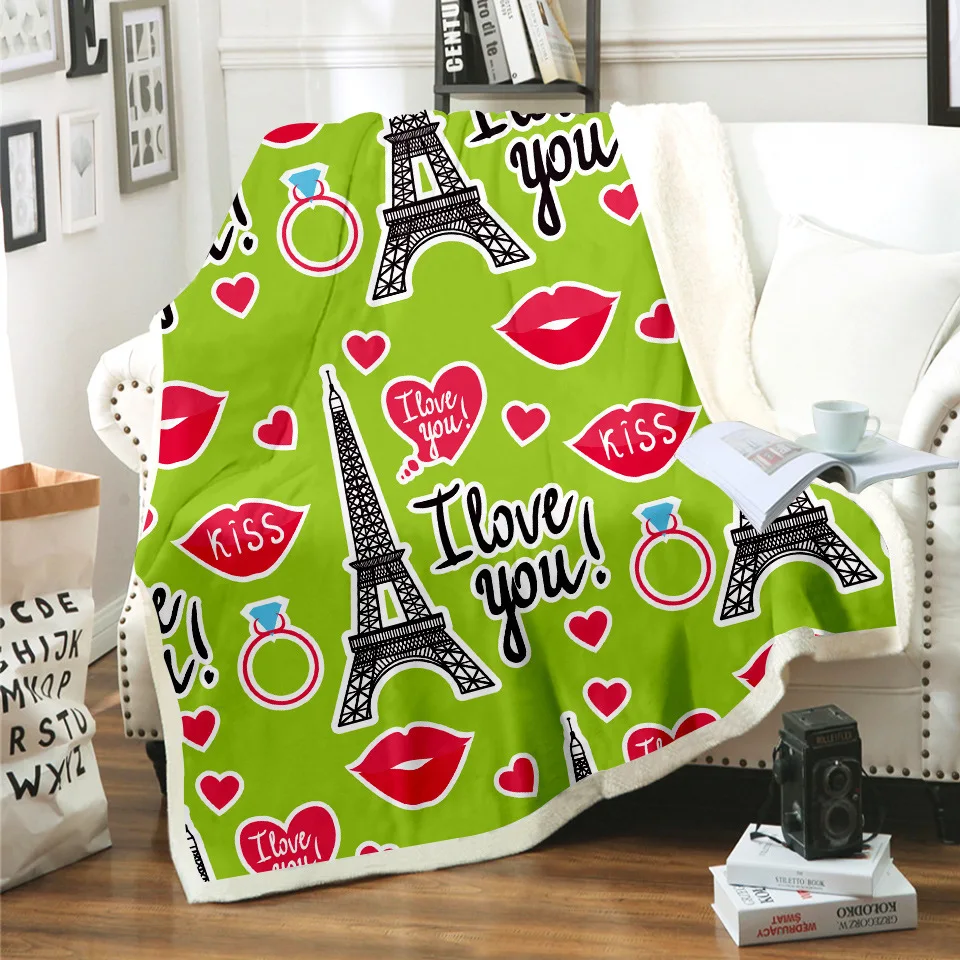 Эйфелева башня Мода 3D для влюбленных пар с принтом овечки шерстяной подкладкой