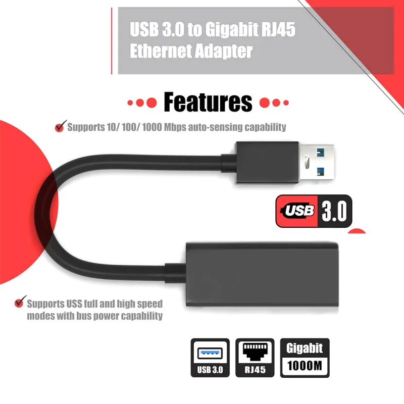 USB 3 0 для Gigabit Ethernet LAN RJ45 сетевой адаптер 1000 Мбит/с Windows Mac|Компьютерные кабели и
