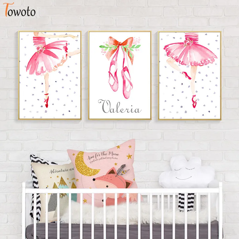 Настенная картина розового цвета для детской комнаты балетное платье обувь
