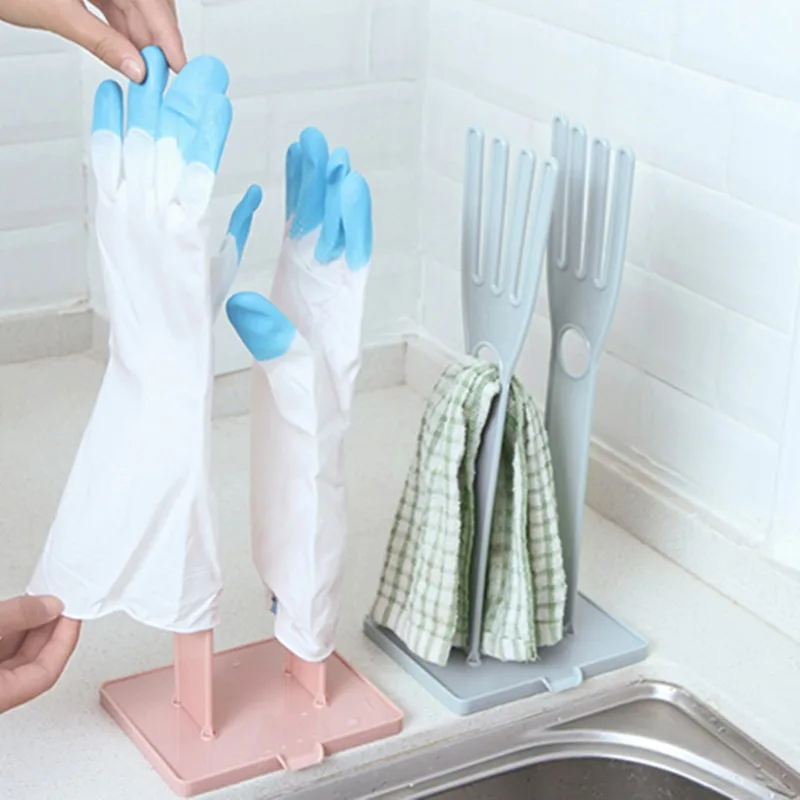 Розовые и синие перчатки сушильные сливные подставки столовые приборы кухонные