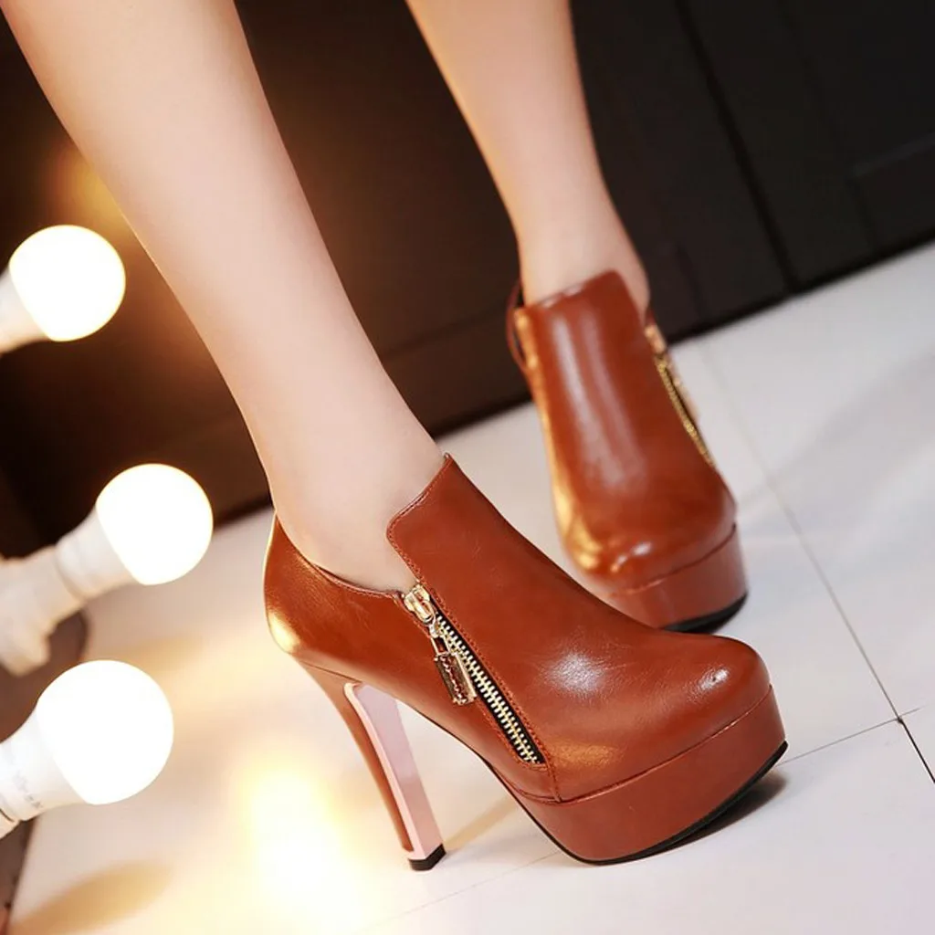 Короткие ботинки женские повседневные Нескользящие туфли на высокой платформе с