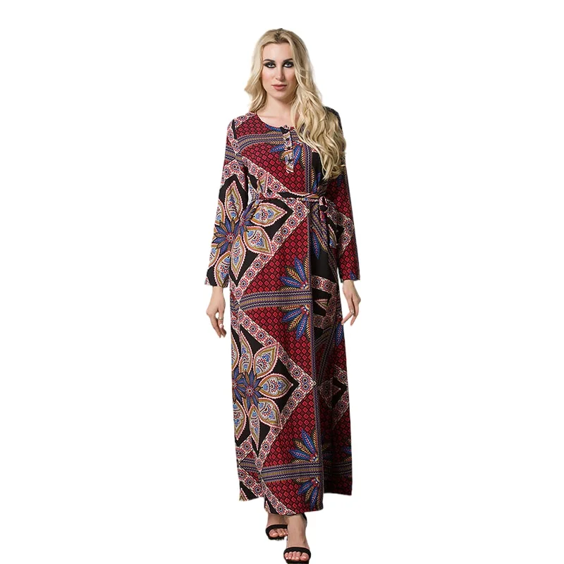 

Donsignet Muslim Dress Muslim Fashion Long Dress Loose Plus Size Retro Long Sleeve Robes Middle East Dubai Abaya Turkey Robe