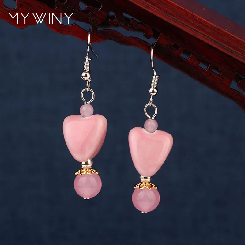 6 цветов MYWINY новые керамические бусы серьги розовый Модные Винтажные этнические