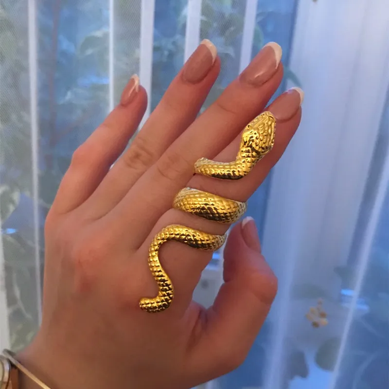 

Rings For Women Punk Jewelry Metal colour Snake Plated Gold Finger Funky Adjustable 2021 New Trends On Phalanx Girls Ring