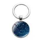 Хит продаж, модный брелок для ключей с зеленой печатной платой, ручная работа, геометрический стеклянный подвесной кабошон, металлический брелок, мужские студенческие подарки