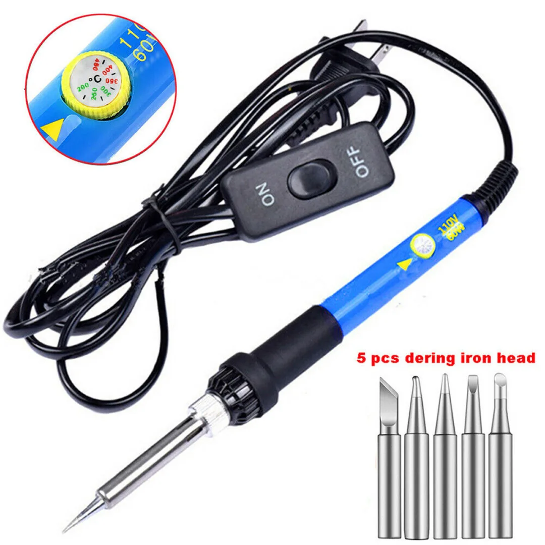Новый Электрический паяльник 60 Вт сварочный комплект Регулируемый