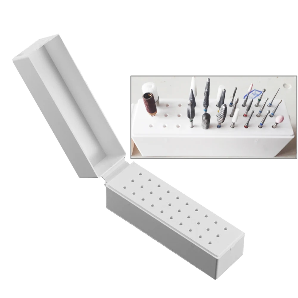 30 Holes Nail Art Drill Grinding Head Bit Holder Display Storage Box Bits Container Stand Rack |