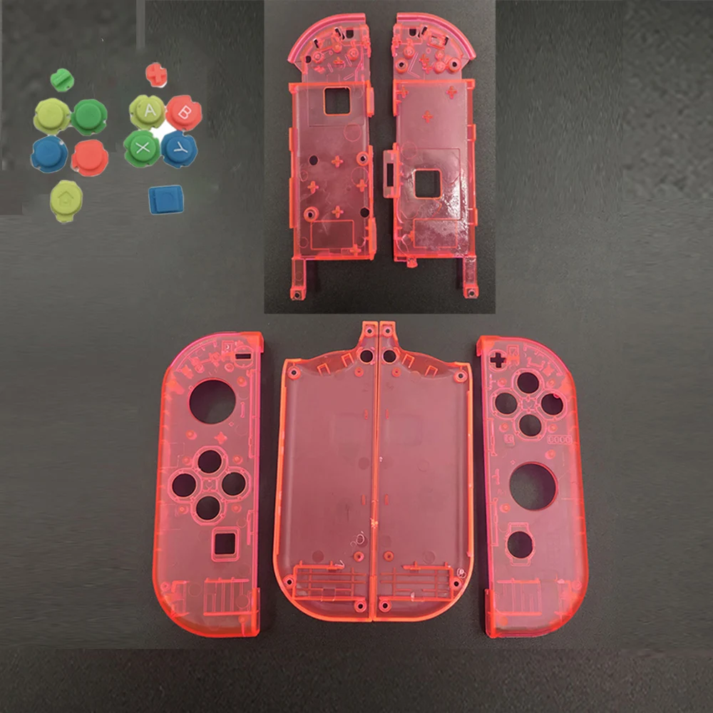 ClearPink 10 комплектов пластиковый чехол Joy Con для nintendo Switch, прозрачный пользовательский контроллер, цветные кнопки - Цвет: ClearPink
