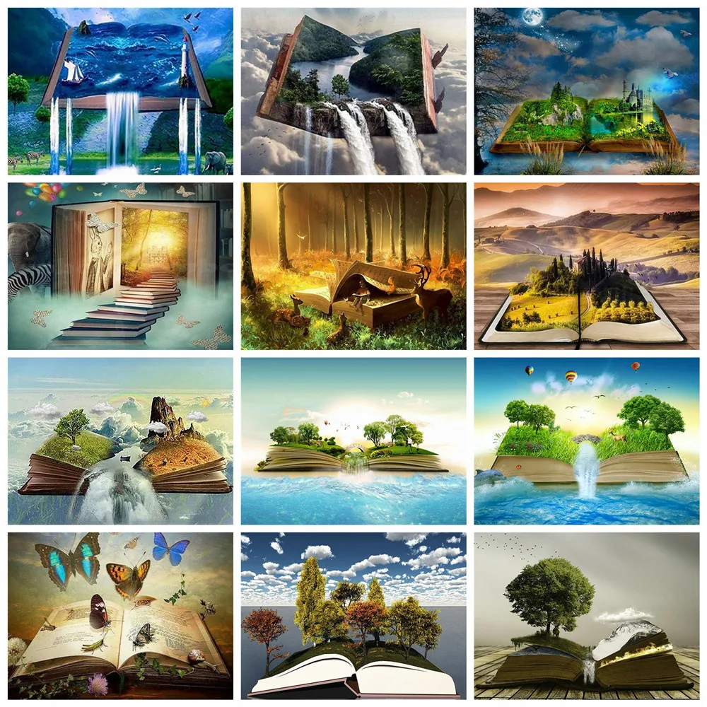 

Huacan 5d Diy Diamond Embroidery Mountain River Gift Diamond Painting Mosaic Landscape Tree Wall Decor