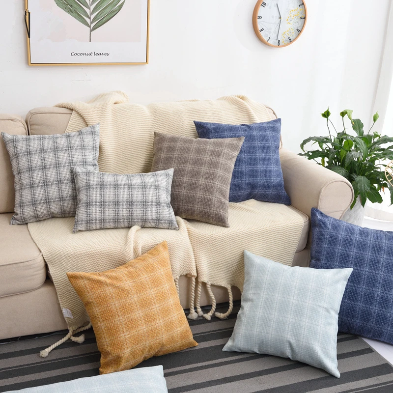 

45x30/40x60/45/55cm thicken plaid cushion cover cotton linen checkered pillowcase sofa wasit pillow cover home decor