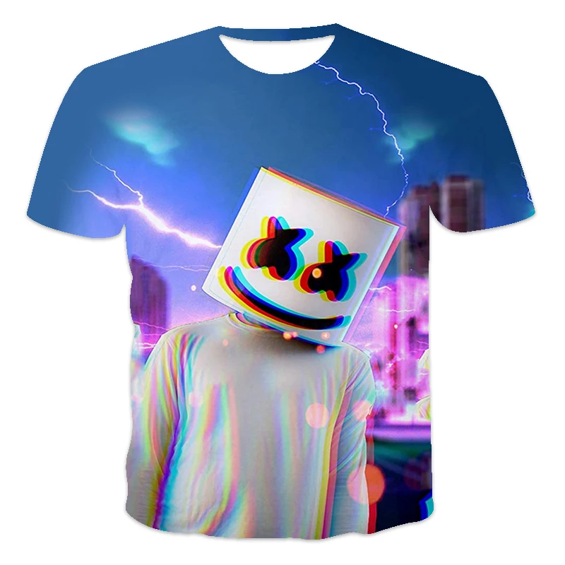 

Men's summer 3D printed smiley face T-shirt Hip Hop style large T-shirt cross style O collar short sleeve men's clothing XXS-6XL