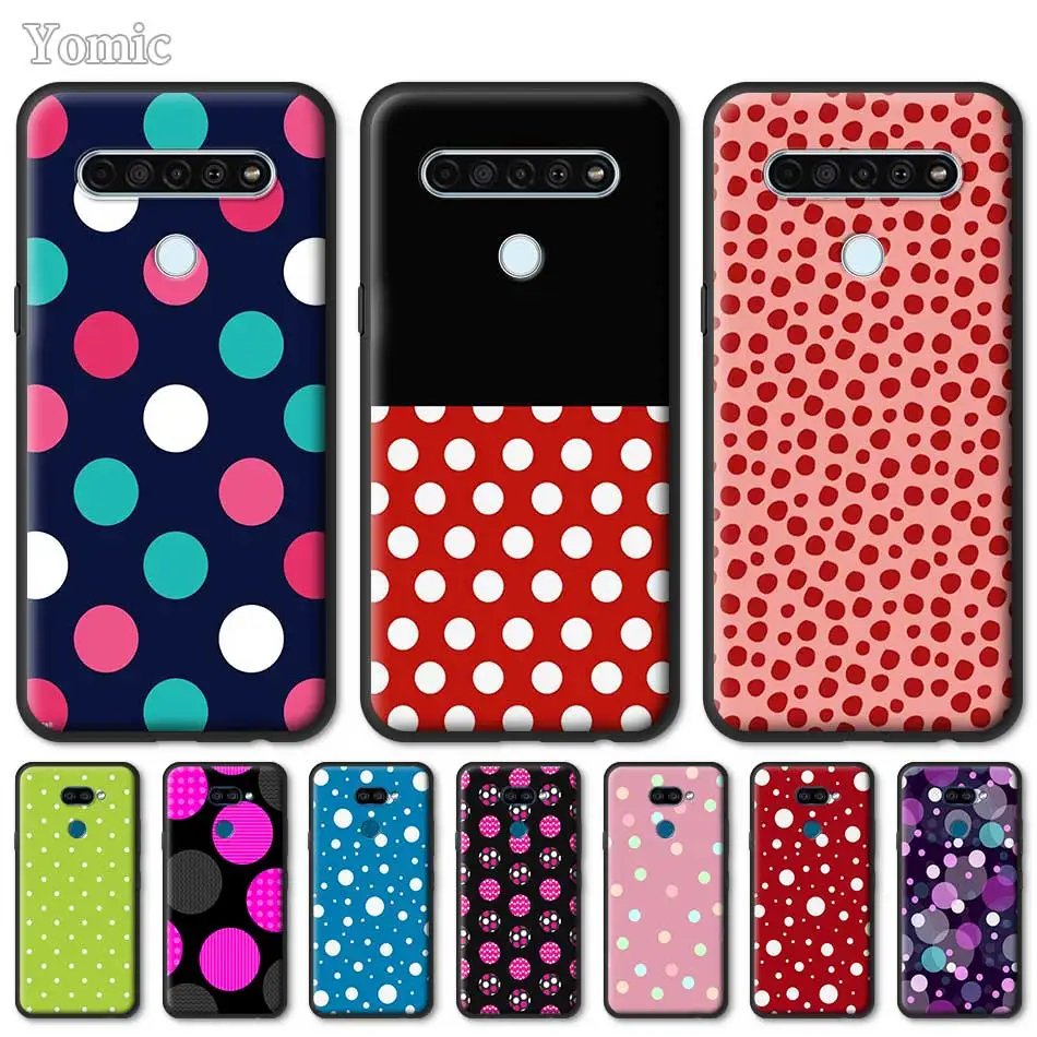 

Creative Design Polka Dot Silicone Case For LG Q61 Q60 Q70 Q51 K40 K40s K41s K50s K51s K61 G6 G7 G8 ThinQ Black Soft Phone Cover