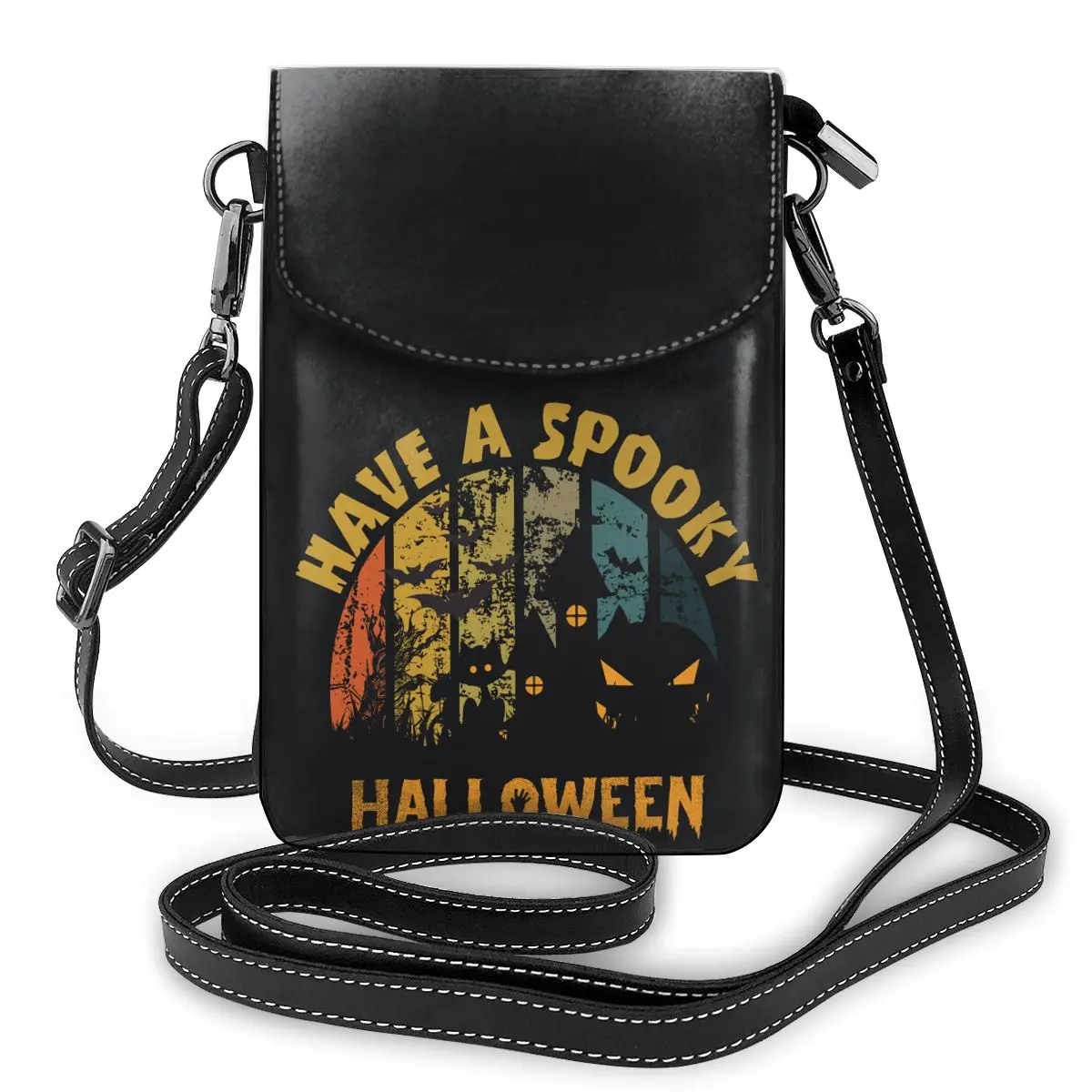 

Halloween Spooky Shoulder Bag Cat Retro Leather Outdoor Women Bags Woman Gifts Purse