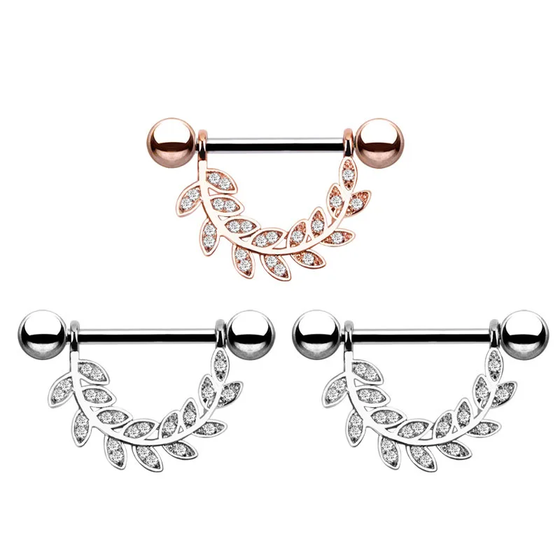 

2PCS Leaf Sexy Nipple Rings Stainless Steel Body Piercing Jewelry Free Sample Jewelry