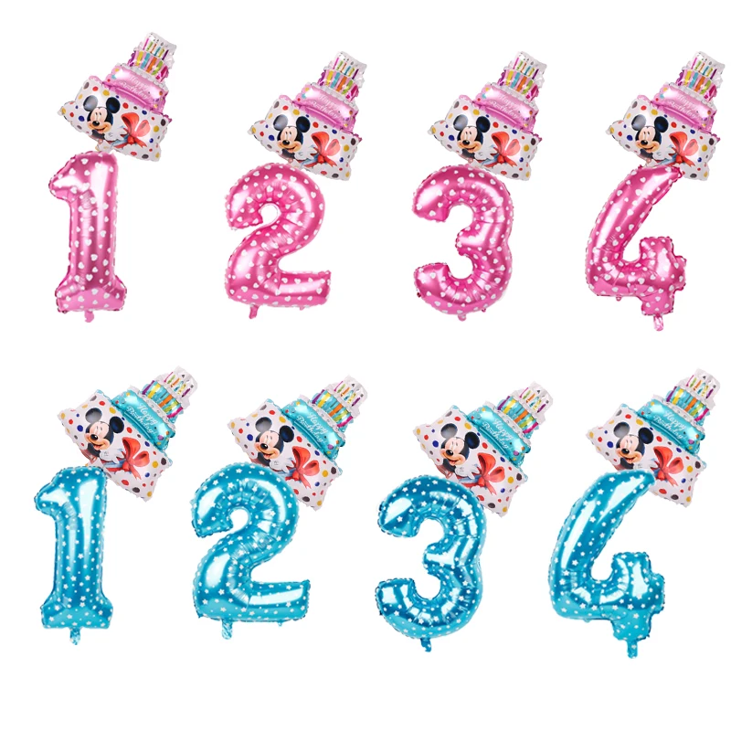 

2pcs Mickey Minnie Mouse Foil Balloons Number Foil Ballons Mini Cake Globos Baby Shower Birthday Party Decor Supplies Kid Toys