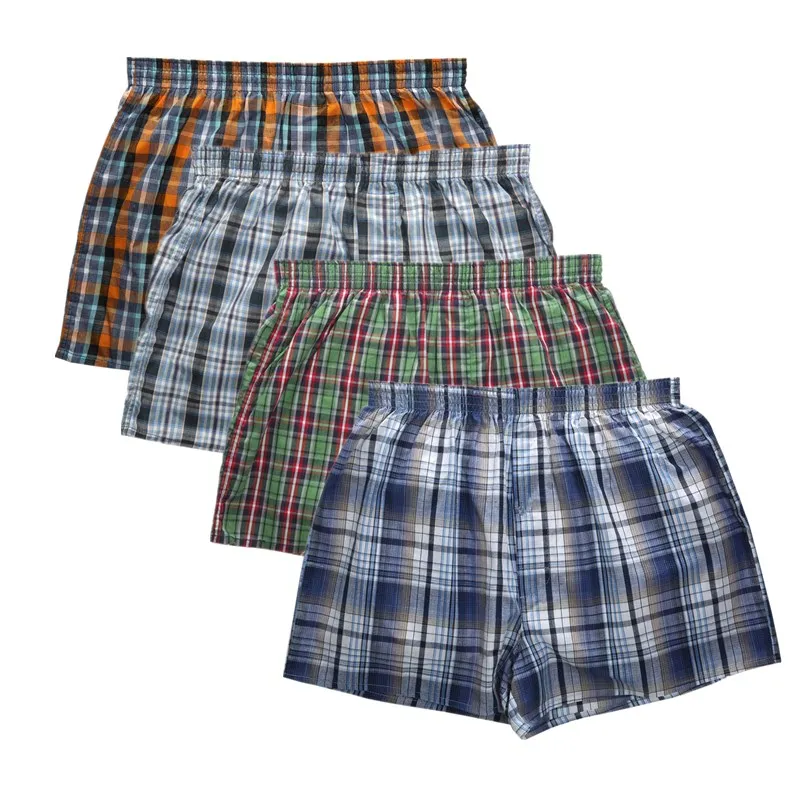 

New Classic Plaid men arrow pants casual fashion brand High quality boxer 4pcs/lot mens Cotton boxers men's shorts underwear