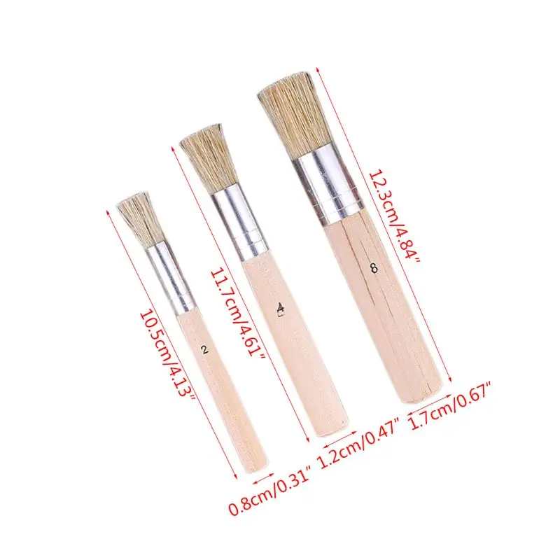 

Wooden Stencil Brush Set 3Pcs Natural Bristle Template Paint Brushes