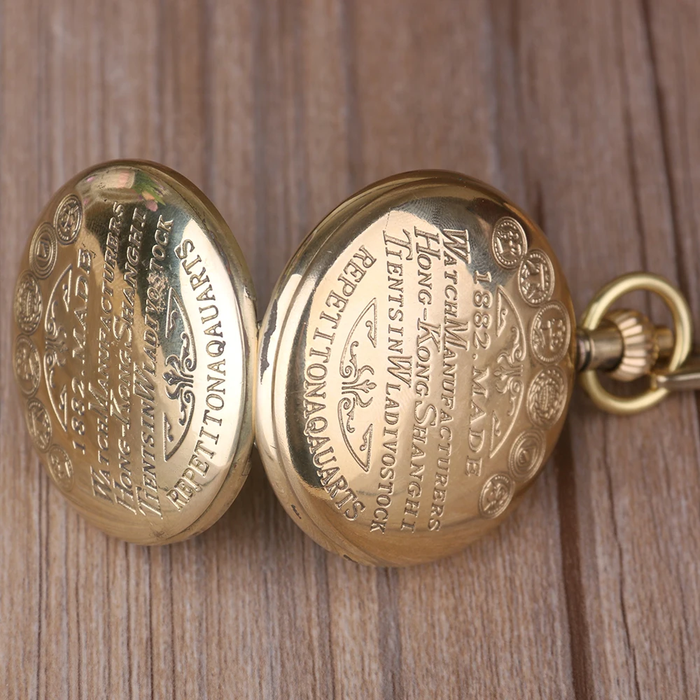 Luxury Golden Pocket Watch Skeleton Steampunk Mechanical Hand Wind Fob Clock Men Women Unisex Gift + Chain Gift