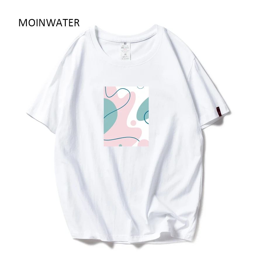 

Футболка MOINWATER женская с геометрическим принтом, Модная хлопковая Повседневная рубашка в стиле Хай-стрит, белый и черный цвета, MT20060, 2020