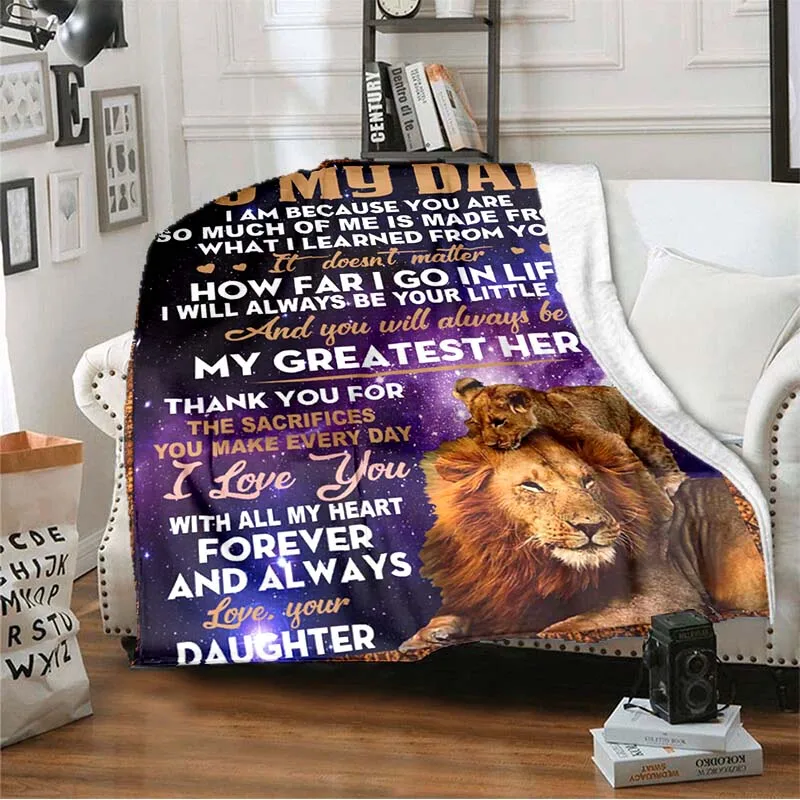 The love for my dad from the lion girl | Удобное и высококачественное флисовое шерстяное одеяло