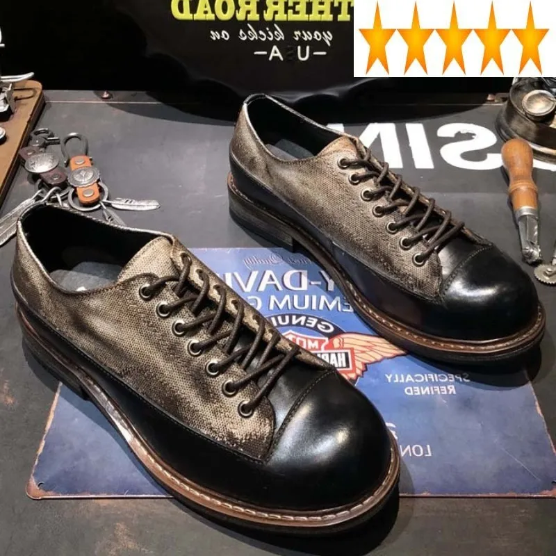 

Мужские Винтажные моющиеся туфли из натуральной кожи, оксфорды ручной работы с круглым носком, дышащие роскошные классические туфли на пла...