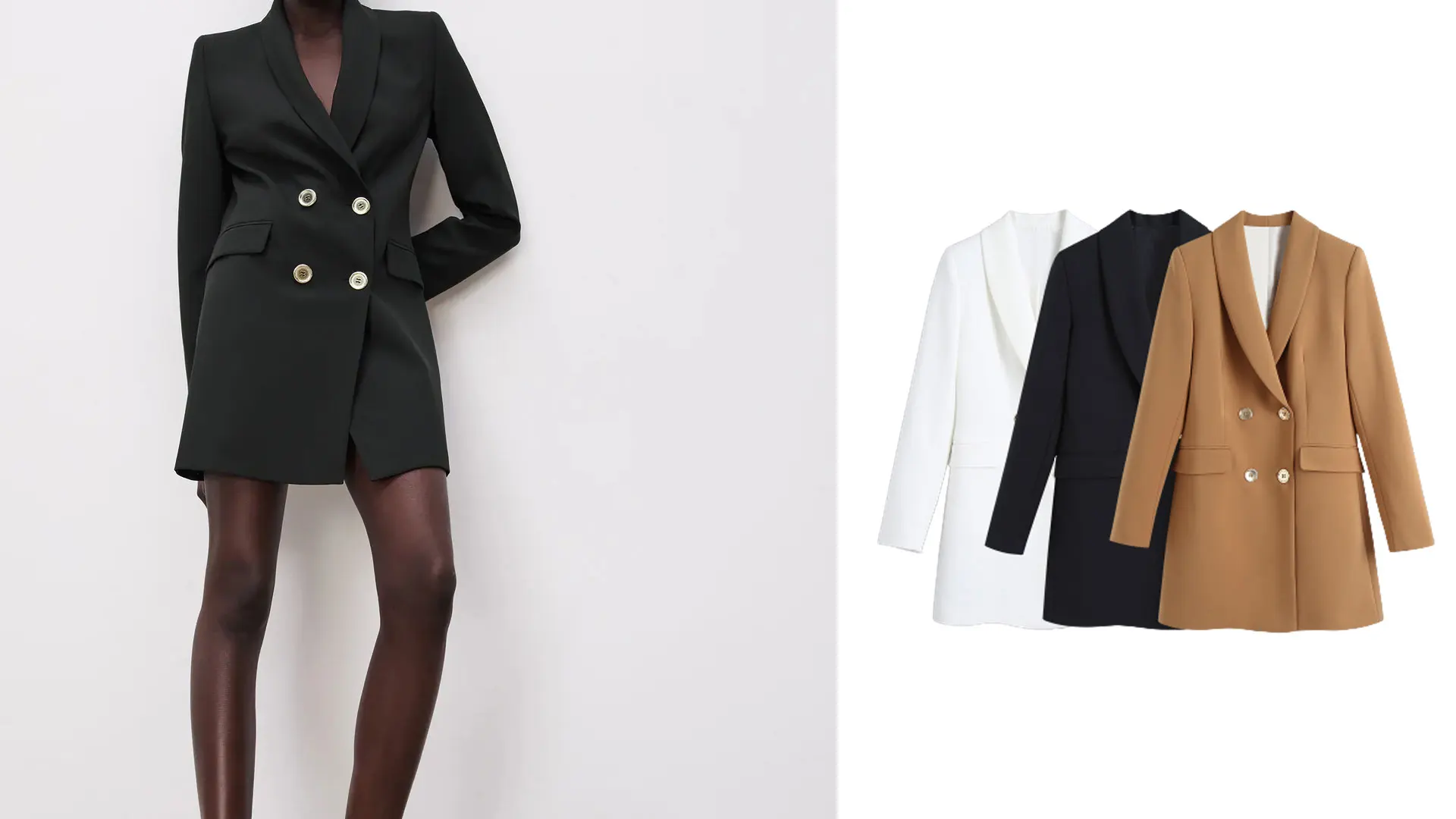 Женский двубортный Блейзер ZA Длинный блейзер в стиле ретро с длинными рукавами и