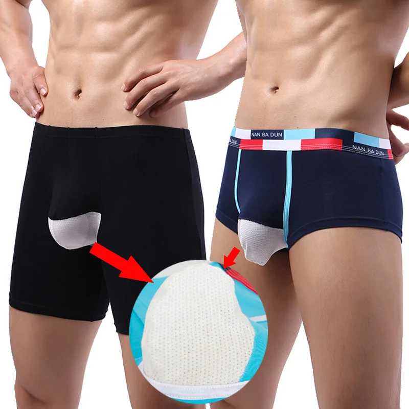 

Brand Men Long Boxer Underwear Sets Men Panties Antibacterial Mesh Scrotum Pocket Male Sports Shorts Man Sexy Cozy Boxershorts