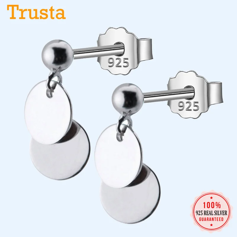 Trustdavis 100% Серебро 925 пробы женские ювелирные изделия круглые простыни серьги