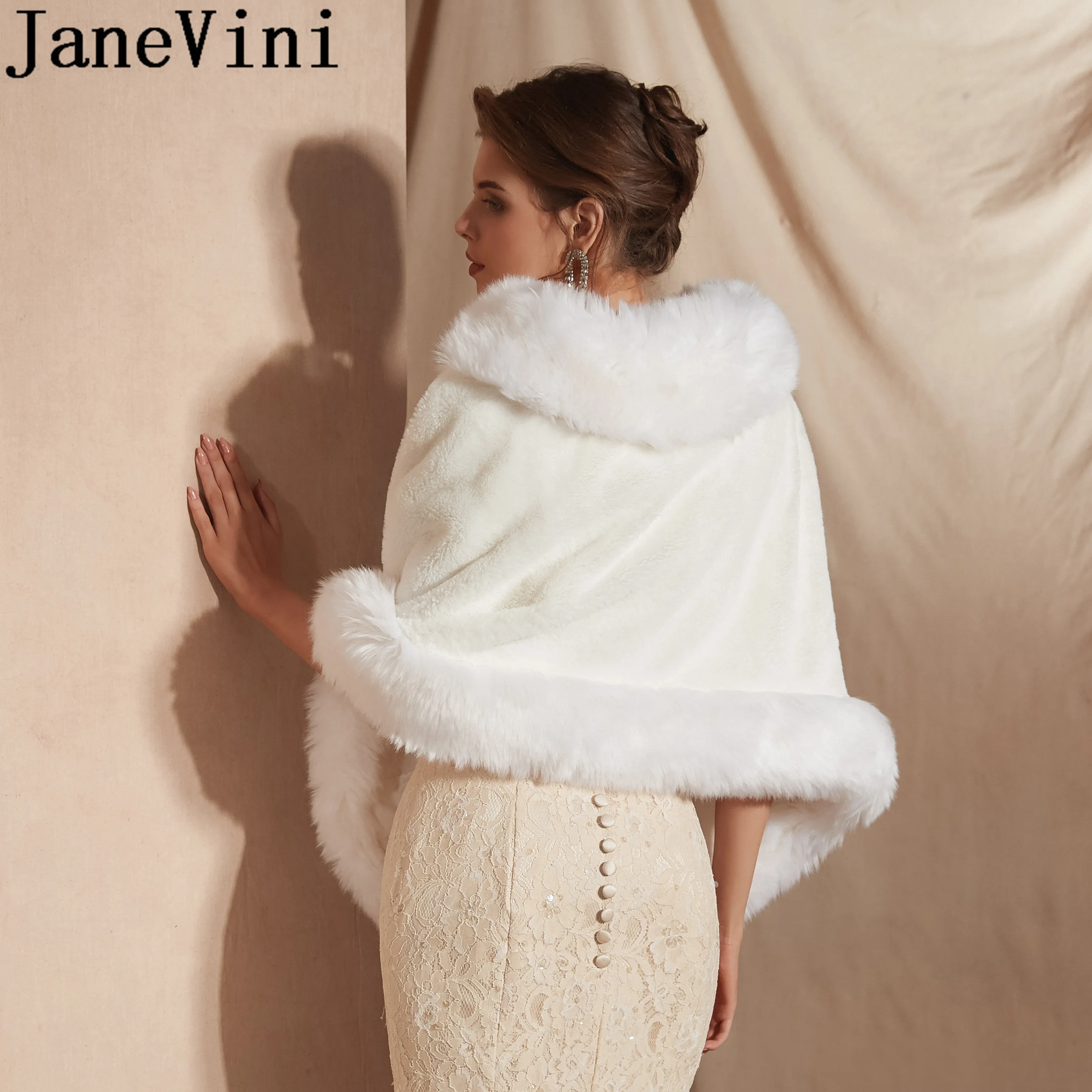 JaneVini размера плюс свадебное болеро накидка из искусственного меха вечернее