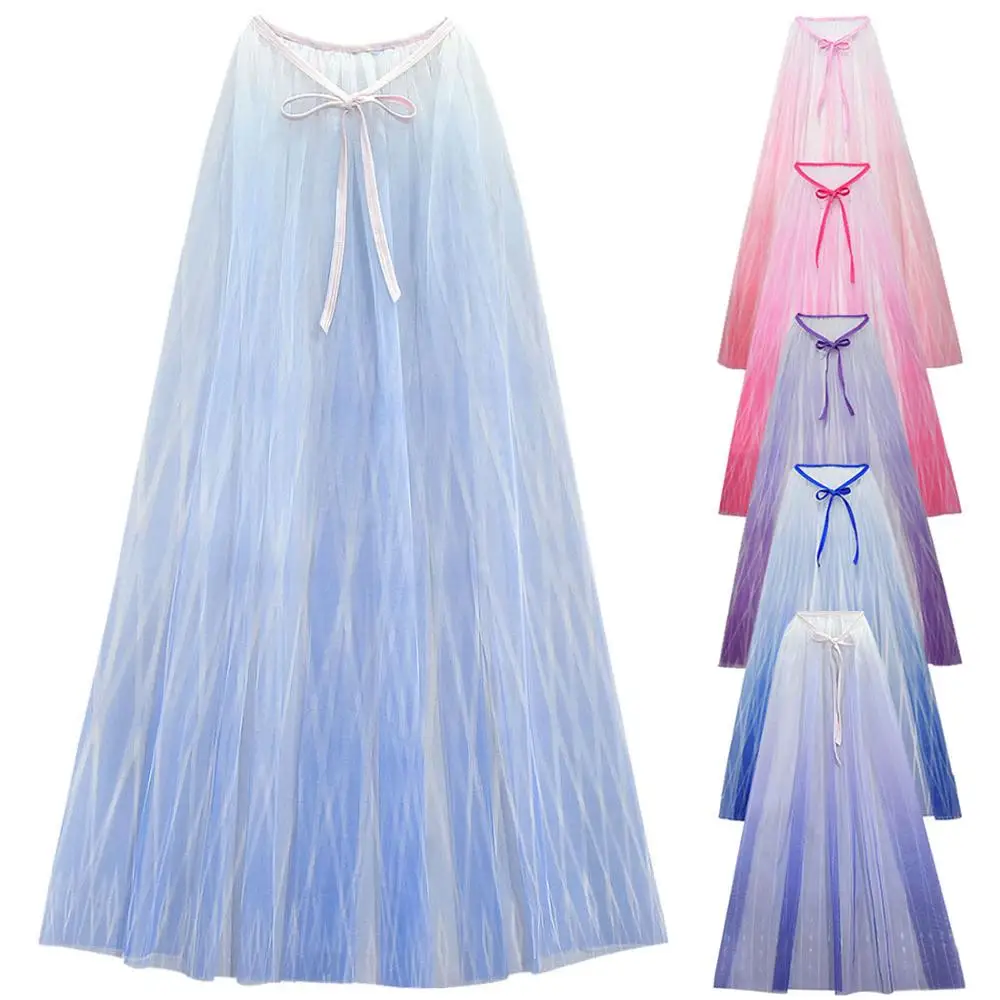 

Girls Frozen Cosplay Costumes Mesh Cloak for Elsa Tulle Cape Kids Princess Birthday Party Halloween Anime Cosplay Clothes Gifts
