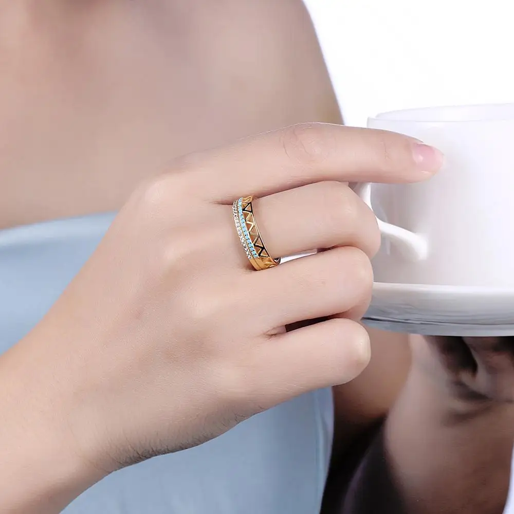 Женские обручальные кольца DOM из стерлингового серебра 925 пробы с бирюзой и