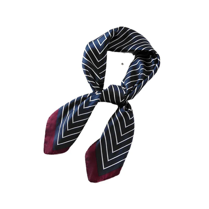 

Spring and summer stripes contrast color 70*70 small square scarf scarf female professional decorative scarf female