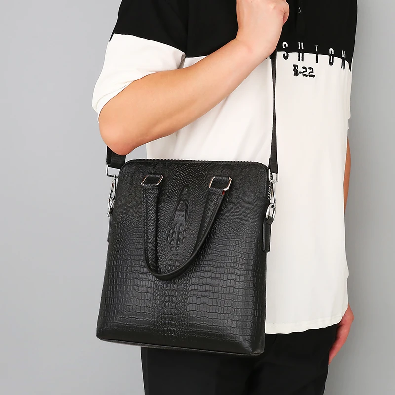 

ECENTAUR Leather handbag casual shoulder bag business messenger bag men's business bag women's handbag