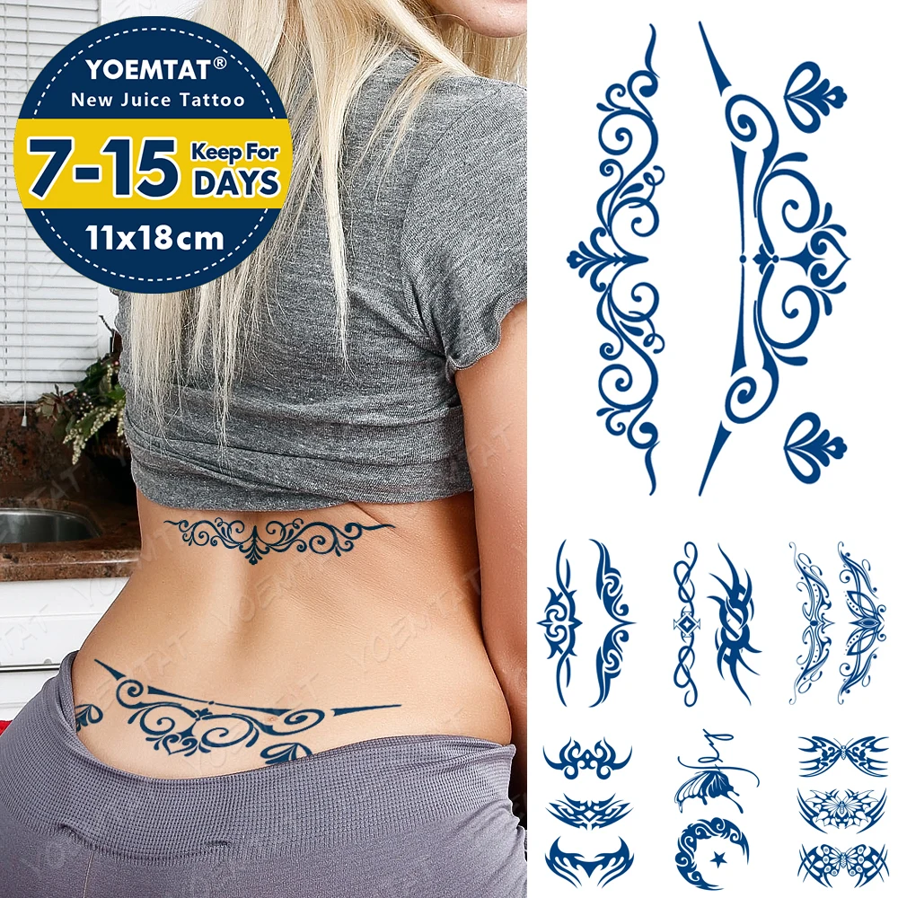 

Juice Ink Tattoos Body Art Lasting Waterproof Temporary Tattoo Sticker Waist Totem Tatoo Moon Butterfly Arm Fake Tatto Women Men