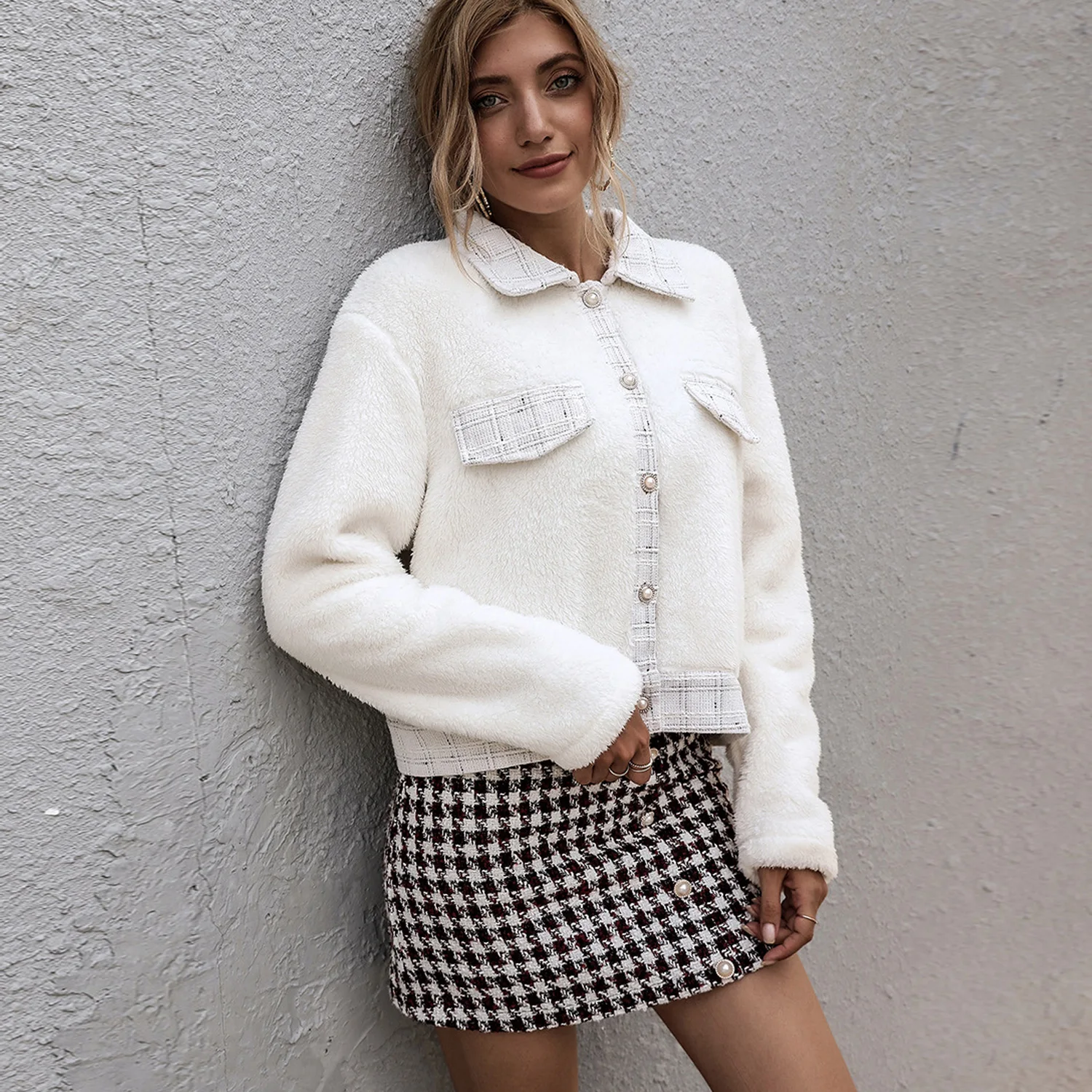 

Autumn Winter Wool Blends Single Breasted Turn-down Collar Coat Women Elegant Long Sleeve Pocket Outwear Solid Streetwear Jacket