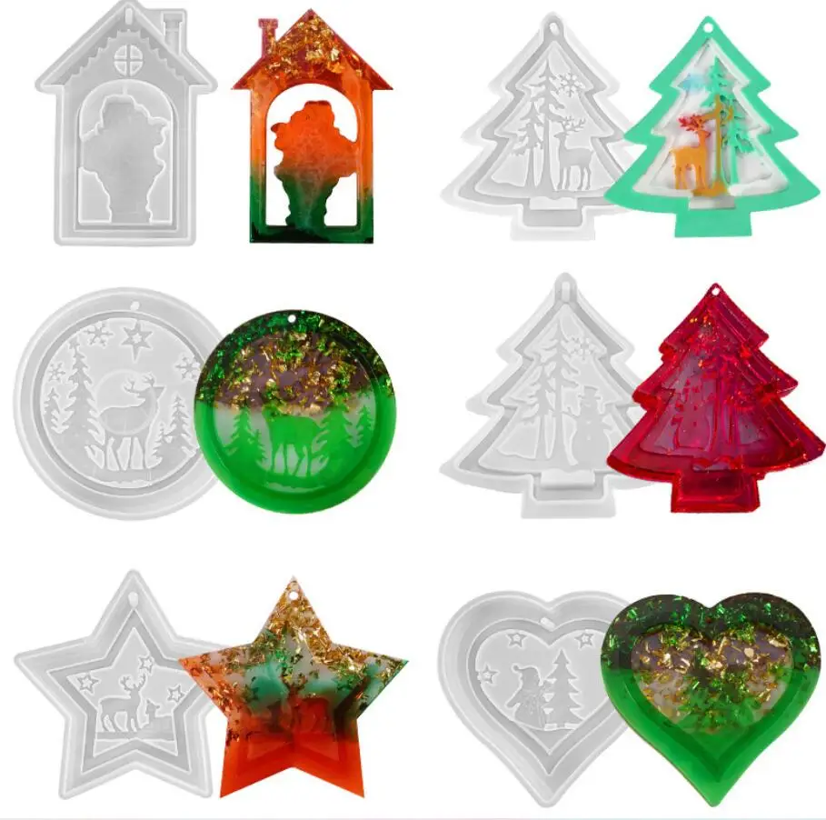 Подвеска в виде рождественской елки со стразами силиконовая форма для литья