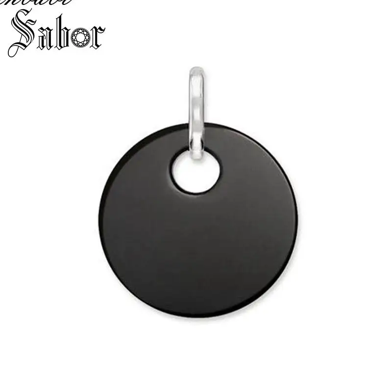 Подвеска с Круглым Диском оникс серебряного цвета для женщин классический