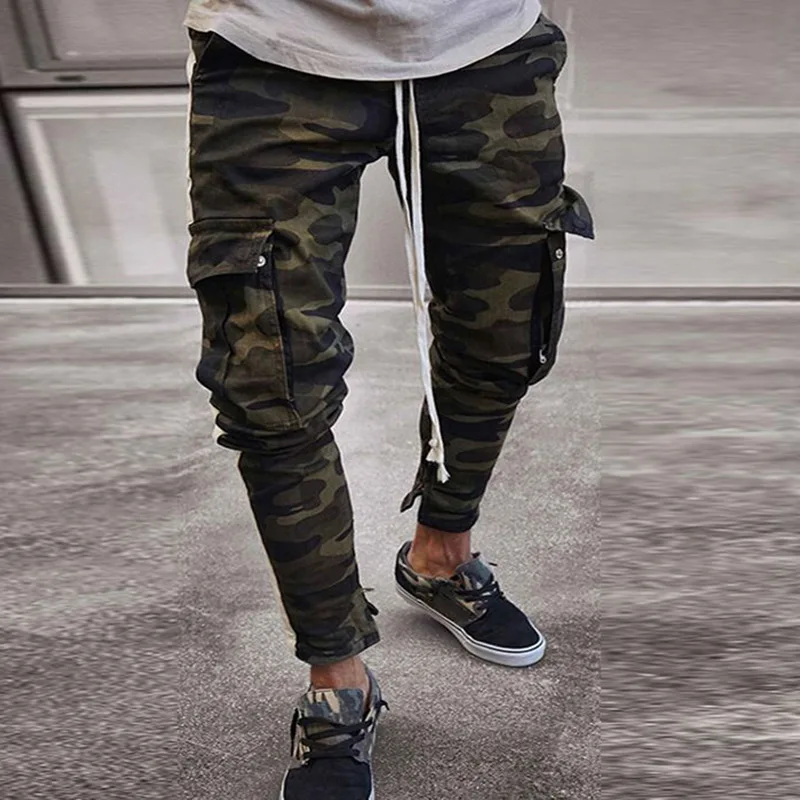 CYSINCOS 2019 мужские многокарманные модные Лоскутные эластичные тонкие джинсы для